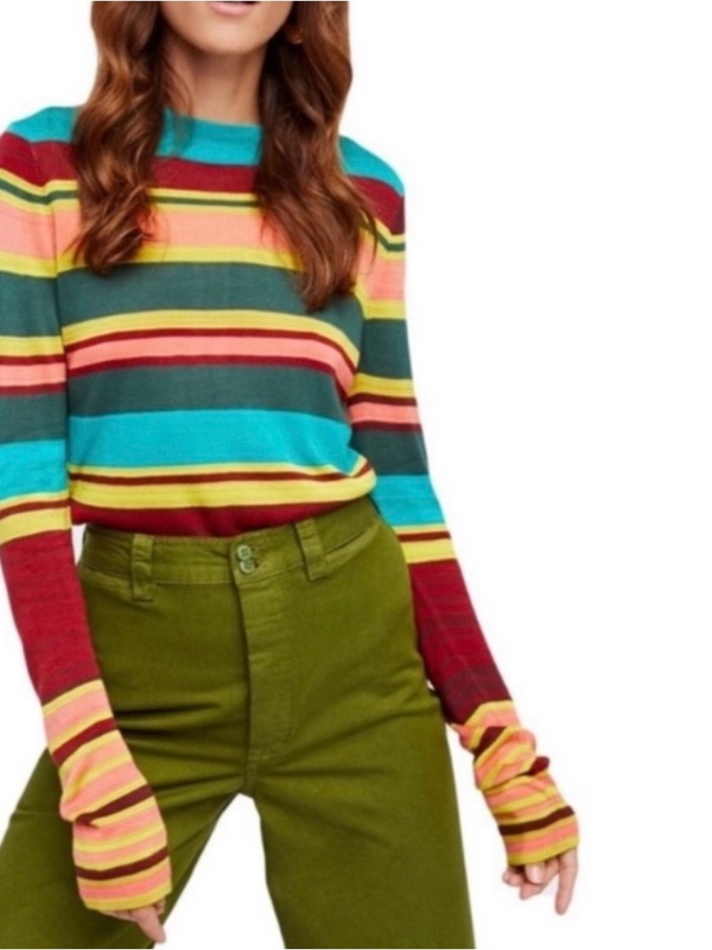 Free People Off Your Stripes Long Sleeve, lightweight Crewneck Top - Picture 6 of 12